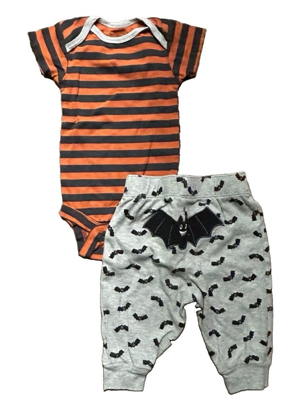 Baby Fall Clothing Pumpkins Bats Halloween Footies Size 3-6 Months - Picture 4 of 7